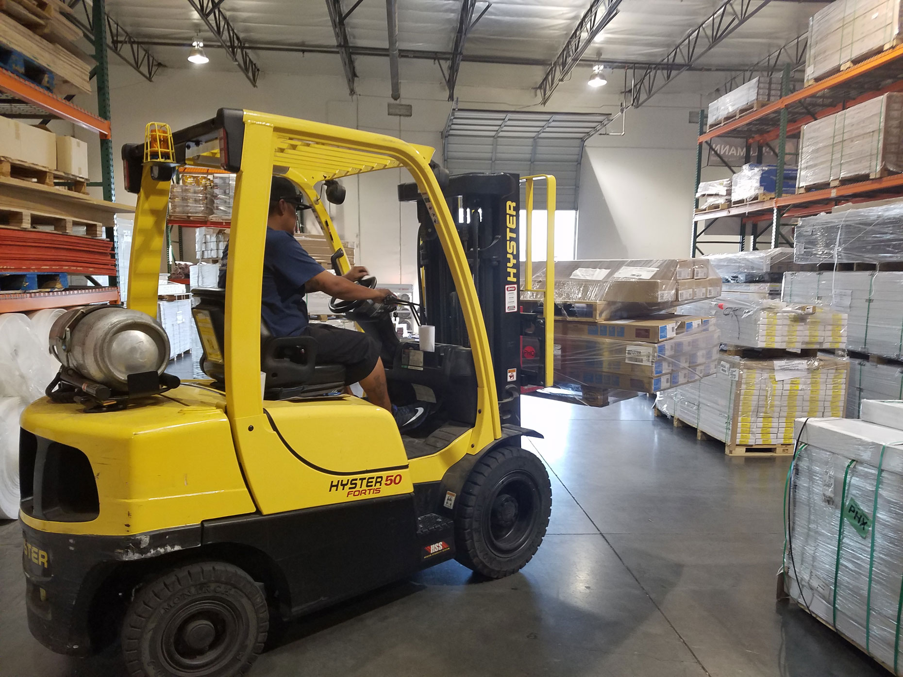 Using forklift in the warehouse