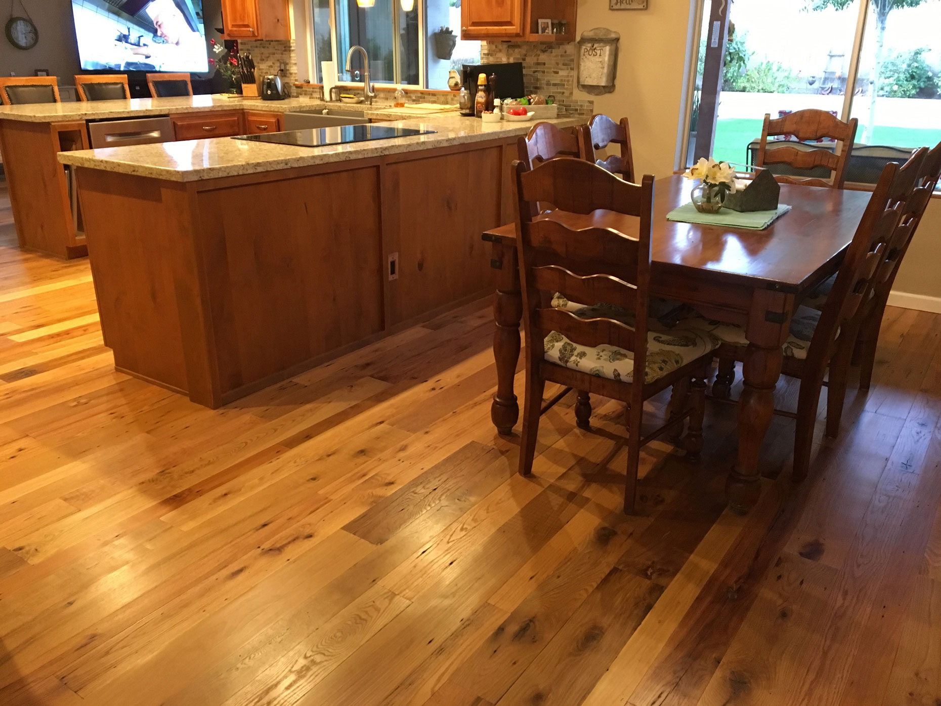 Reclaimed Cantilever wood flooring in the kitchen