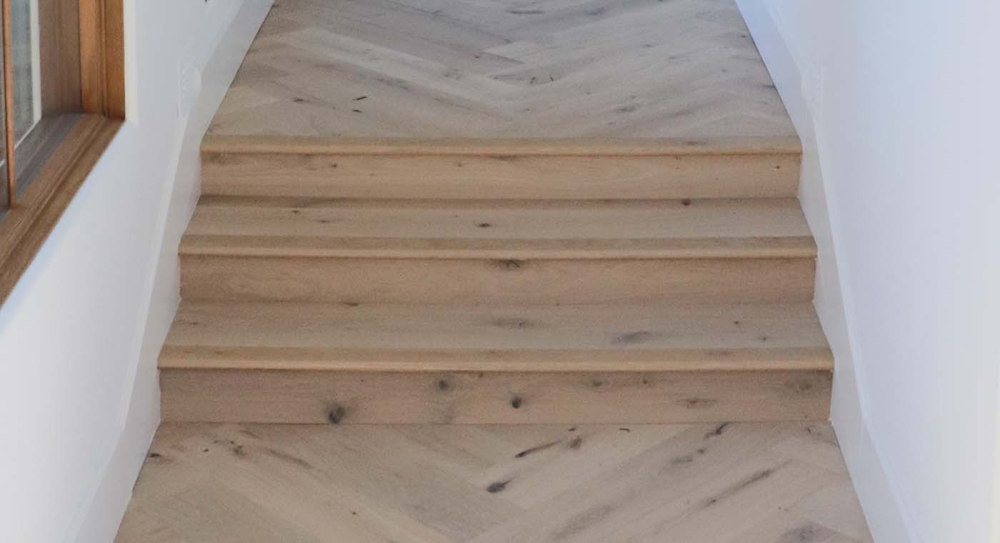 Allwood Champagne Oak Hardwood Flooring On Steps