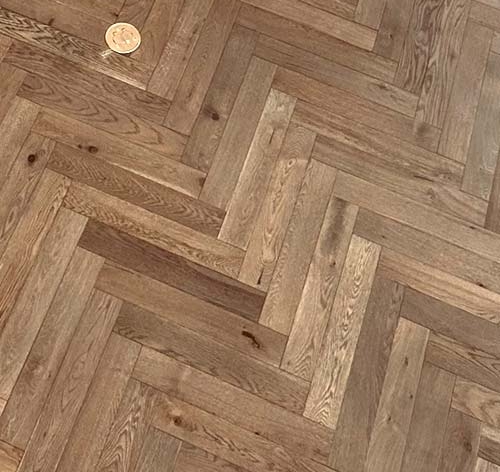 Light herringbone engineered hardwood floors w/ Bona Urethane finish -  monarchplank