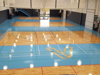 Completed floating sports floor system Completed floating sports floor system
