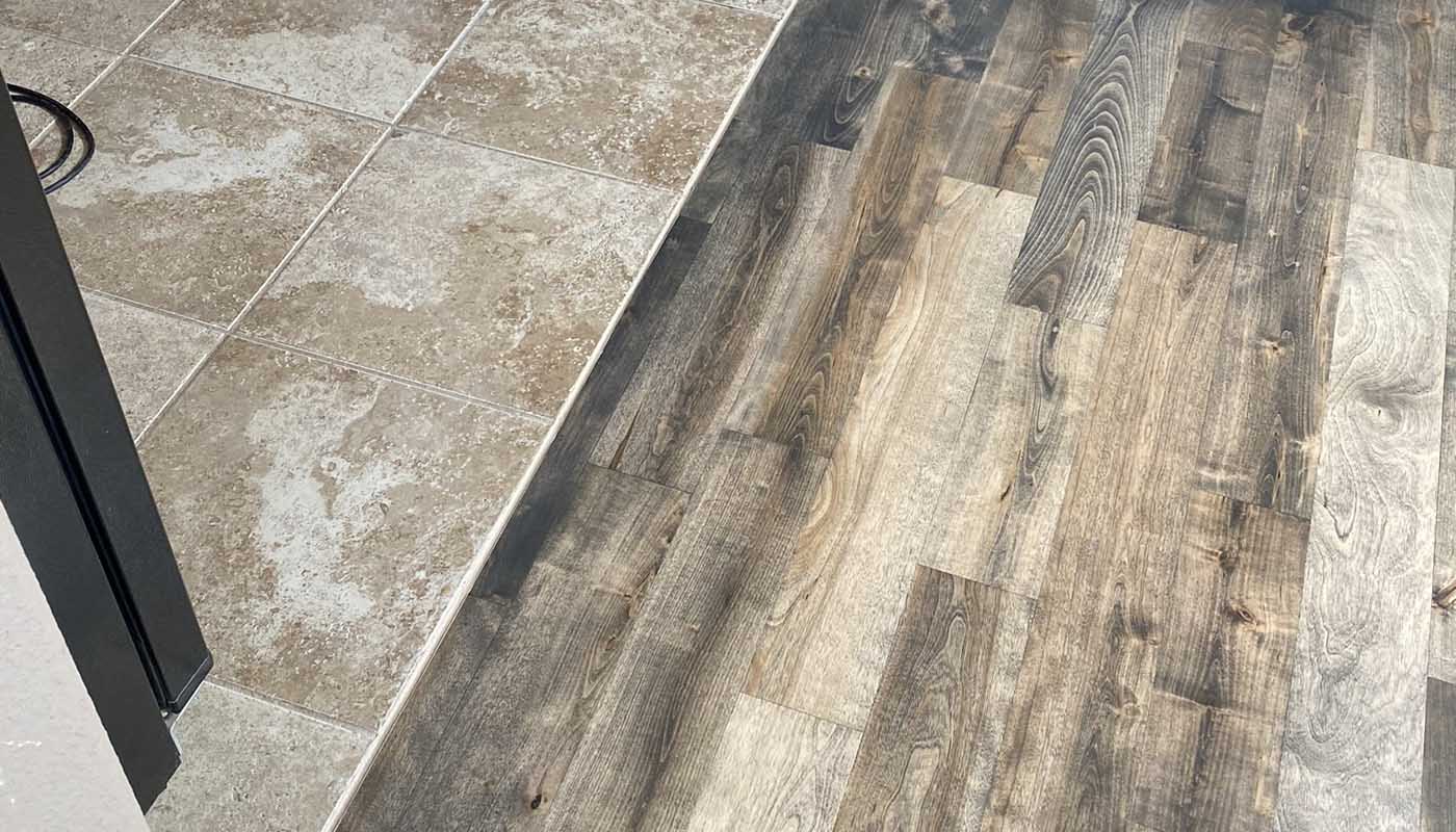 Hardwood Floor Refinished to Match Tile